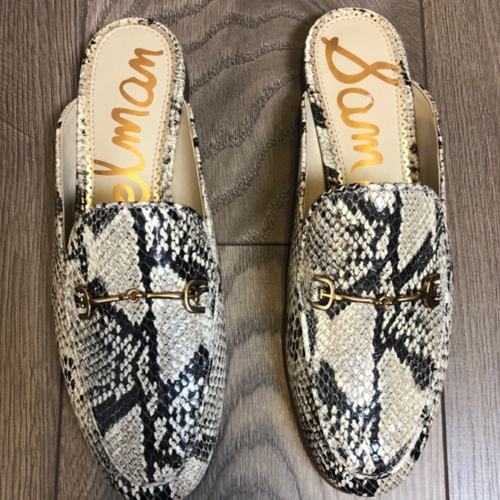 Sam Edelman Snake Print Leather Mule Slides Sz 5.5